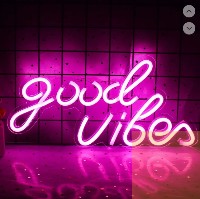 Good Vibes pink neon sign