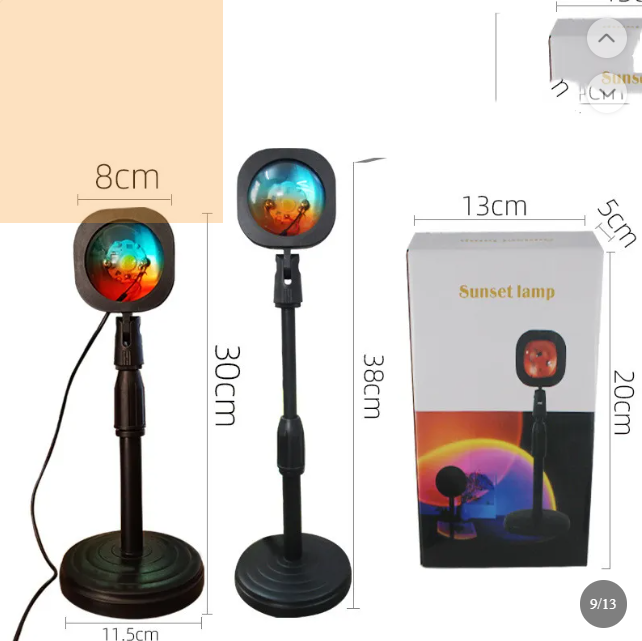 SunsetGlow Projector Lamp dimensions and packaging